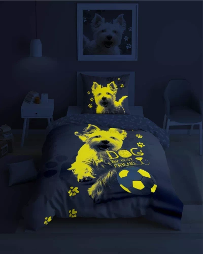 5205 A Fluo 40 Lenjerie de pat din bumbac care strălucește în întuneric Minge pentru câini Detexpol