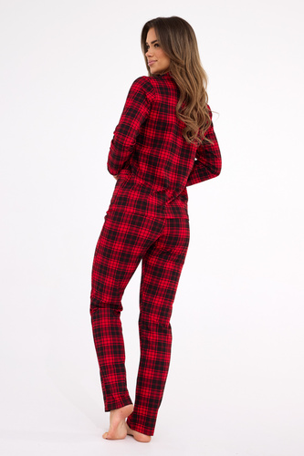 482/423 Set de pijamale pentru femei Tracy Cornette – Bluză cu mânecă lungă, în carouri, cu nasturi