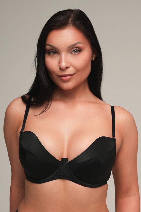 Sutien push-up 2202 Ava – Sutien negru din microfibră cu burete detașabil