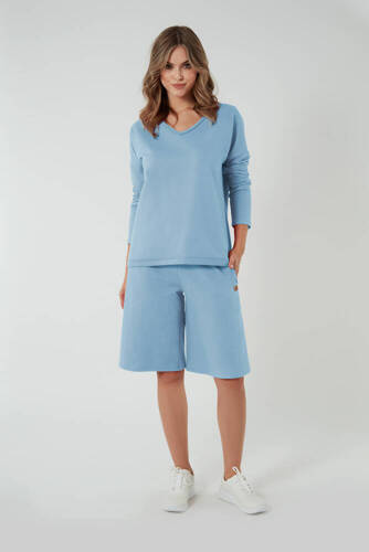 Madri 1/2 culottes pantaloni scurți de damă Italian Fashion - albastru