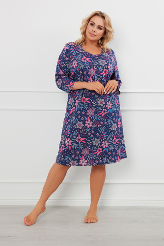 Cămașă de noapte Topana, mânecă 3/4 Modă italiană - print