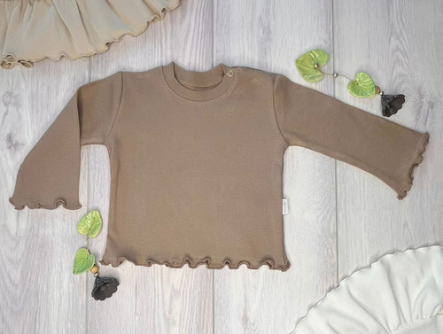 BI016 Bluza fetita cu maneca lunga Mamatti - maro