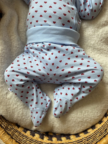 Semisalopetă bebe Love Eevi albastră cu inimioare 100% bumbac