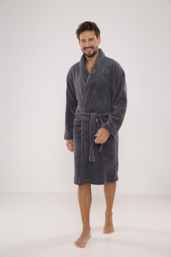 811 De Lafense halat de baie de pluș pentru bărbați - gri