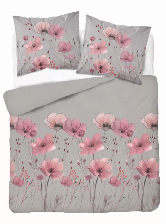 5493 B Detexpol Satin Stories lenjerie de pat satin gri | 100% bumbac, țesătură din satin, fermoar, ambalaj cadou