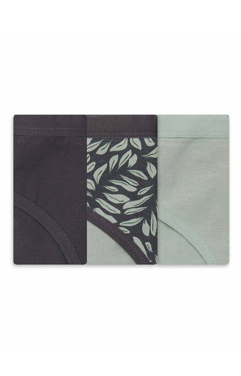 36508-K082 Henderson Chiloți de damă grafit-măsliniu - Set 3 bikini din bumbac