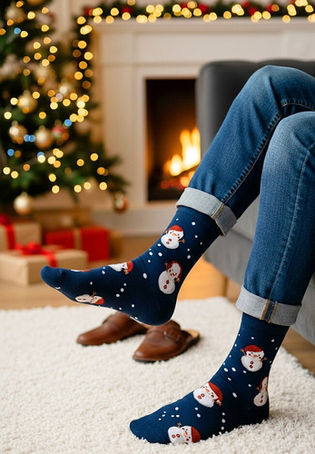 Art.136 Ciorapi barbati de Craciun Steven bleumarin 164 – Modele de Craciun, bumbac