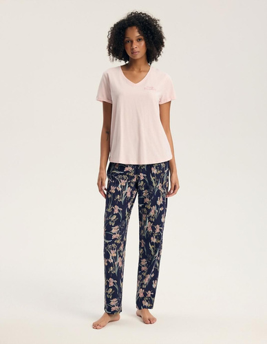 Henderson Galla 45445 Pijamale damă 100% bumbac Pantaloni lungi violet-roz prăfuit