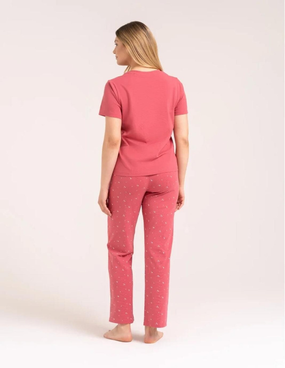 Pijamale damă Moraj PDD4300-024 roz din bumbac cu inimioare, pantaloni lungi