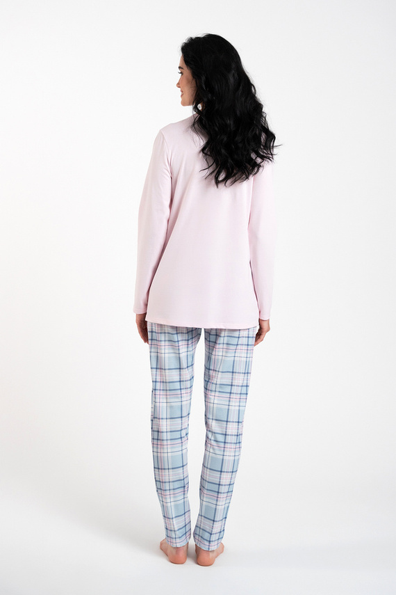 Emilly Unzipped Ladies' Long Sleeve Pyjamas and Trousers Italian Fashion - roz/print