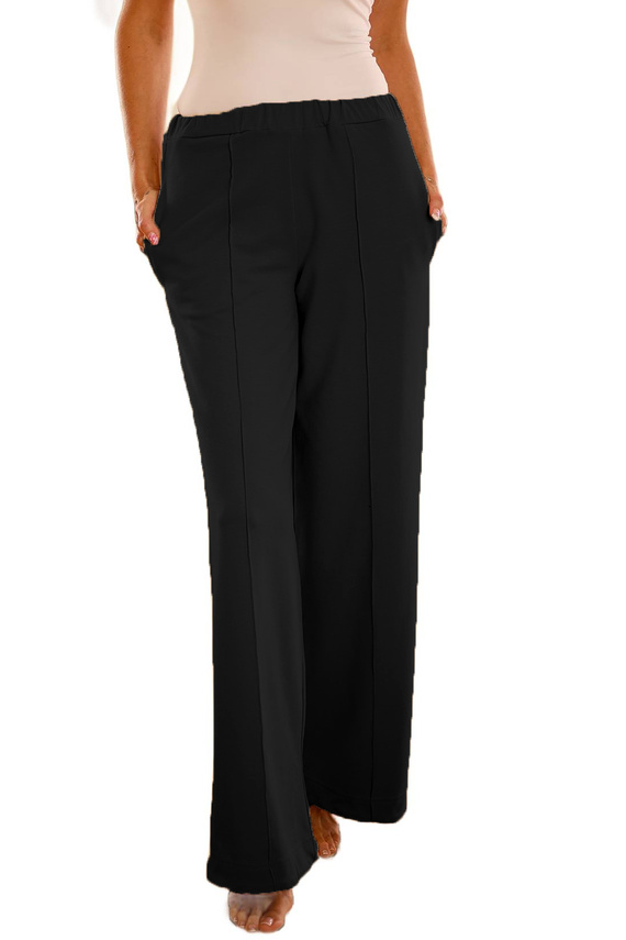 Flint - pantaloni de dama din bumbac, cu croiala larga, 95% bumbac 5% elastan | Marca poloneză Mirale - negru