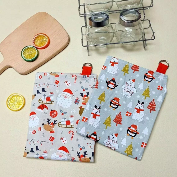 Şorţ de bucătărie Moş Crăciun 60x75 Alb Roşu Moş Crăciun - Bumbac de la Spod Igły i Nitki