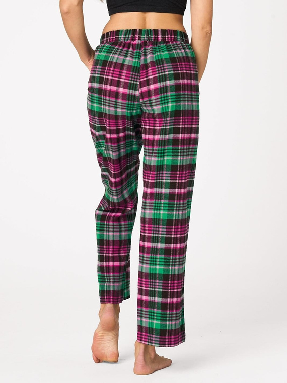 Pantaloni de pijama Key LHE 414 fucsia – flanelă în carouri, 100% bumbac