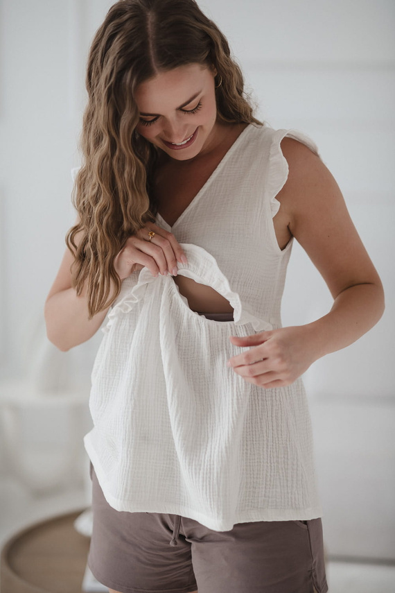 Bluza de maternitate si alaptare Milky Butterfly - confort si stil Crema Milk&Love