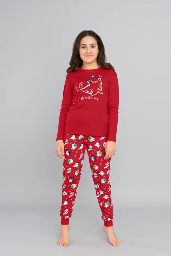 Kasjana Pijama pentru fete Italian Fashion- roșu/roșu imprimat 