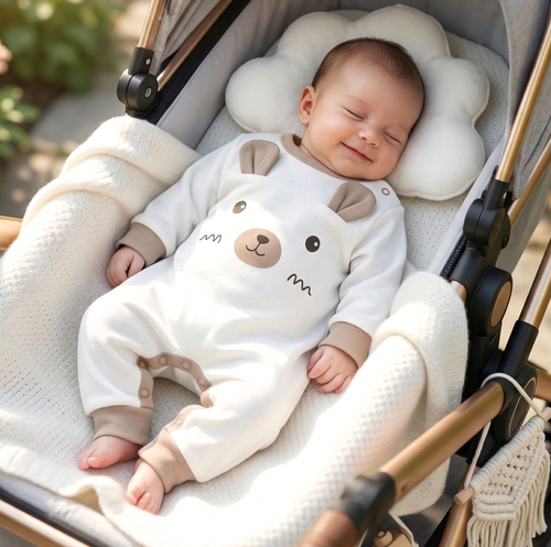 ABN-5509 Sky Journey Baby clovn fără picioare Nini | Bumbac organic, inchidere cu capse