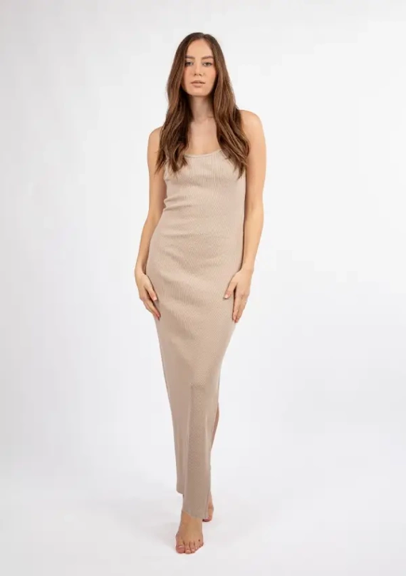 DK-K-P7 Rochie din bumbac DKaren - cappuccino
