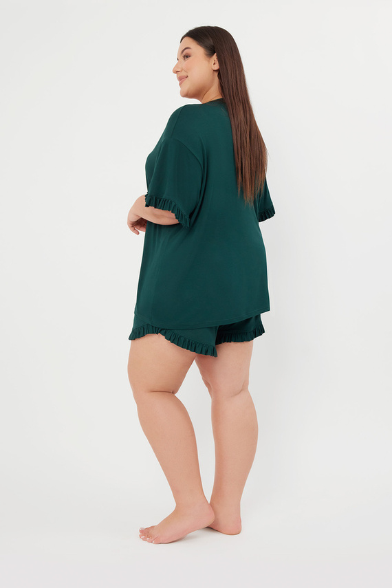 Stil Pijama cu mânecă scurtă pentru femei, pantaloni scurți Italian Fashion - verde