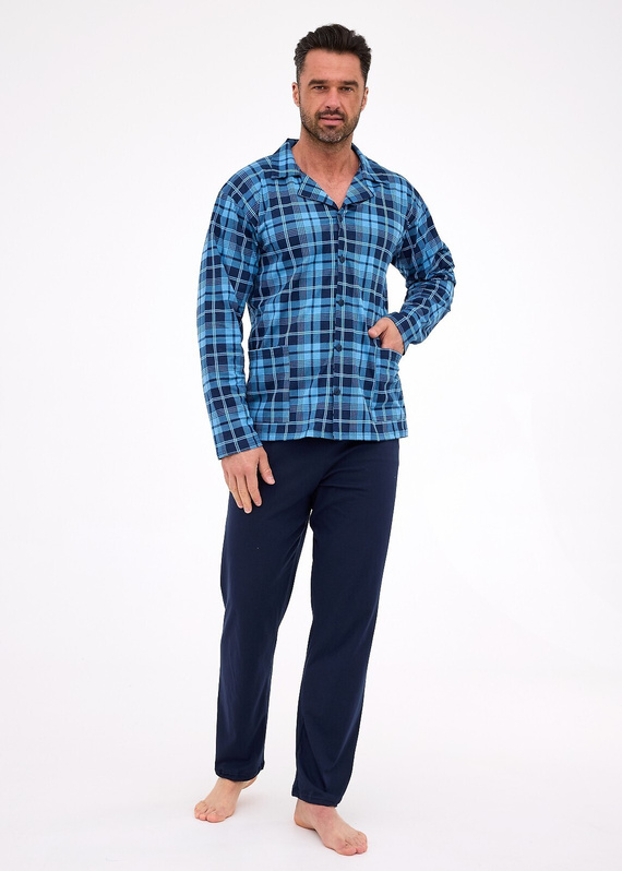 114/82 Pijamale bărbați Cornette | Fermoar, 100% bumbac, guler și buzunare