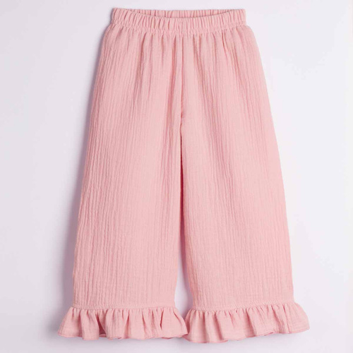 Pantaloni fete Nicol 224331 mușelin 100% bumbac largi de vară - roz