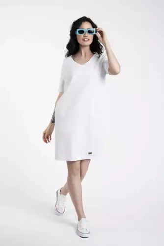 Karina Tunică cu mânecă scurtă pentru femei Italian Fashion - alb
