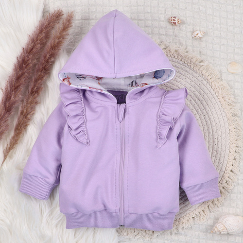 Hanorac ABN-5488 Underwater World Nini – bumbac organic, violet, fermoar, glugă