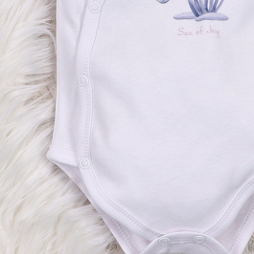 ABN-5474 Body plic Nini Underwater World alb – bumbac organic, mâneci scurte