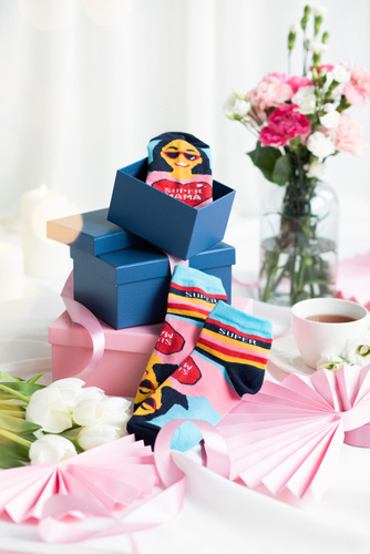 K89S Super Mama Foot Socks Italian Fashion - albastru marin/culori