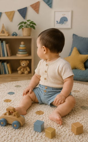 SZ55308 Mamatti Pantaloni Scurți din Muselină cu Buzunare și Nasturi