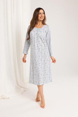 Cămașă de noapte pentru femei Regina 017 verde – bumbac, mâneci lungi, confortabilă și clasică