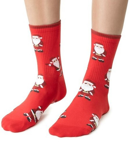 ART.136 Ciorapi dama de Craciun Steven red 140 – bumbac, calduroase, model iarna