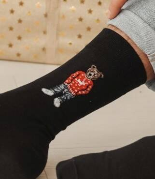 0125.099 Ursuleț în pulover Sosete bărbați Milena - negru