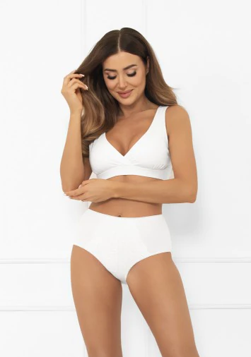 Libra chiloți maxi pentru femei cu accent de dantelă | Italian Fashion alb