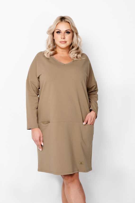 Tunică cu mânecă lungă pentru femei Karina Italian Fashion - camel