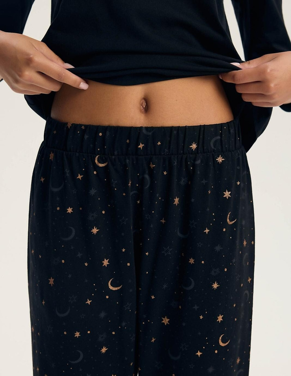 Pijamale damă Henderson 45438 Gilly 3/4 negru 100% bumbac pantaloni lungi