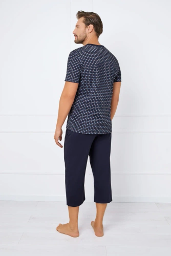 Gerard Pijama cu mânecă scurtă pentru bărbați, pantaloni 3/4 Modă italiană - print/verde 