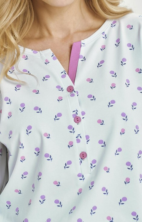 3446 Pijamale dama Yolanda Taro, albastru - tricou vascoza 7/8, pantaloni din bumbac