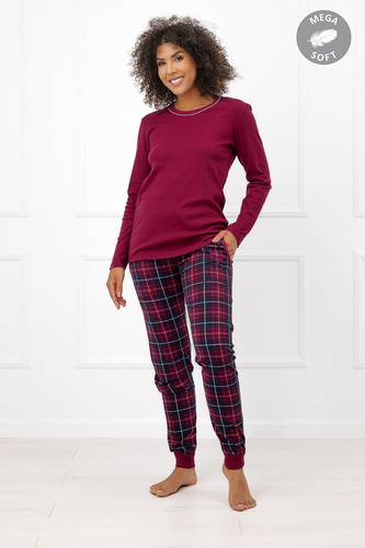 Italian Fashion Brenda pijama damă Mega Soft lungă în carouri cu buzunare