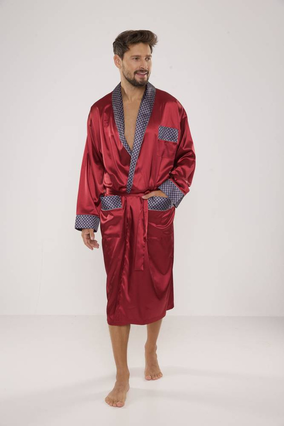 940 Halat de baie din satin pentru bărbați Forex - maro