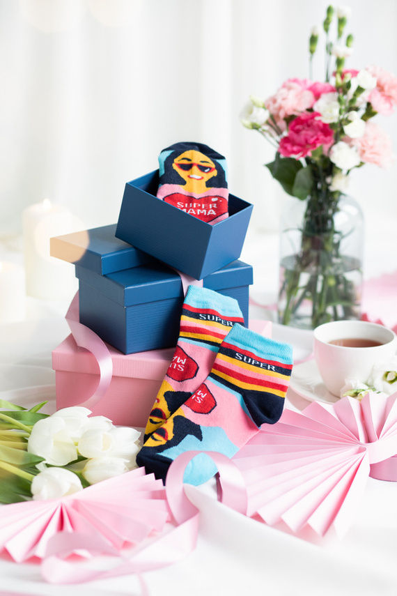 K89S Super Mama Foot Socks Italian Fashion - albastru marin/culori