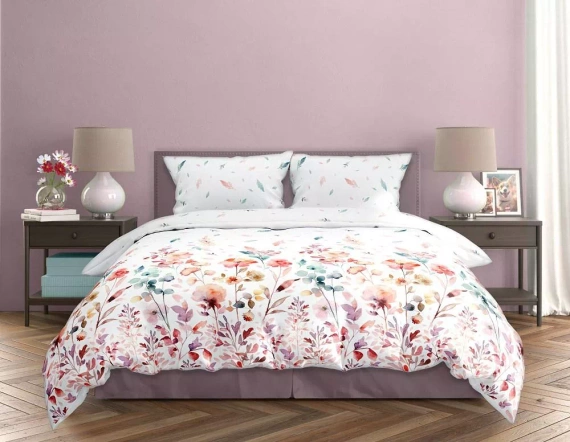 Milargo Verde 001 Lenjerie de pat din satin cu flori Faro, roz