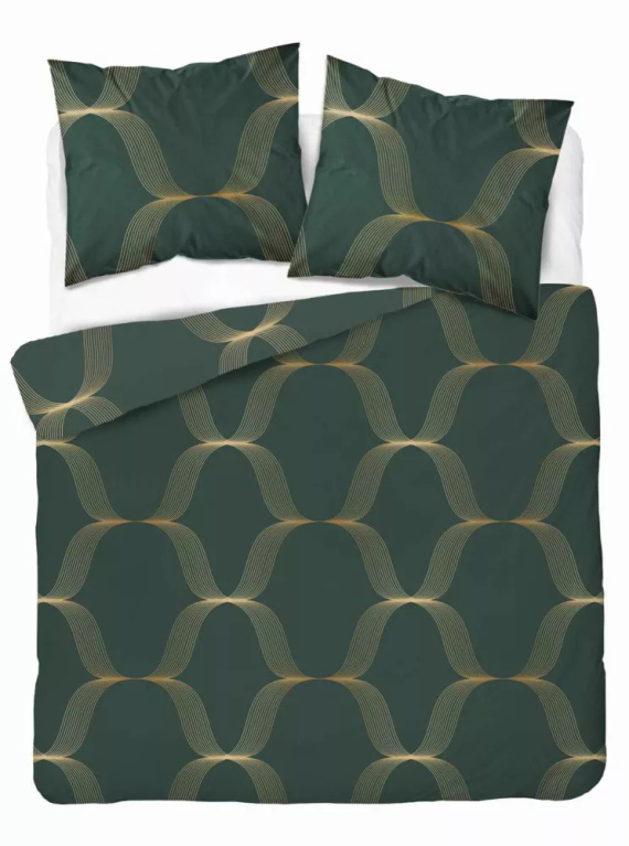 5088 B Home Satin Lenjerie de pat Satin, ornament verde sticla Detexpol