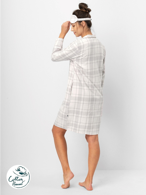 Cămașă de damă Key LND 401, roz deschis - flanel de bumbac, mâneci lungi, nasturi