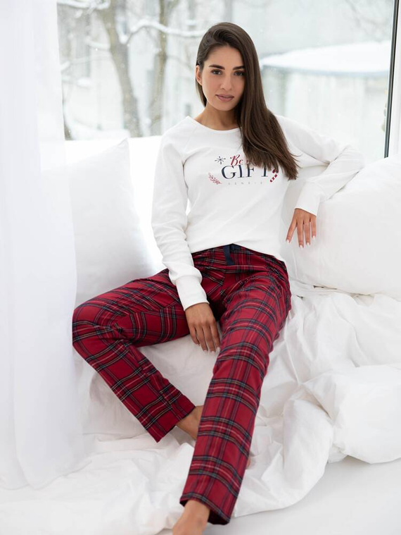 Pijama pentru femei Maribel Interlock Sensis - crem