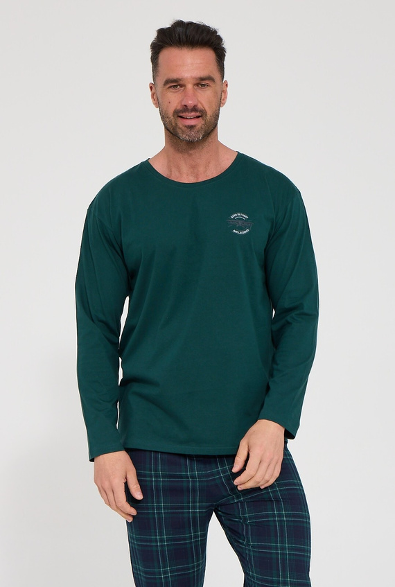 Cornette Flight 124/336 Pijamale bărbați lungi verde 100% bumbac în carouri