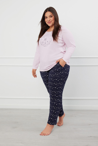 Arugia Pijama de damă cu mânecă lungă, pantaloni lungi Italian Fashion - roz/print 