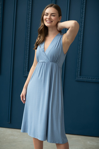 Cămașă de noapte de maternitate și alăptare Star Light din bambus Milk&Love, albastru