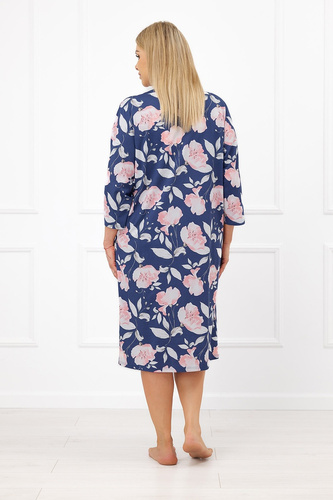 Cămașă de noapte Italian Fashion Ardizja 100% bumbac, flori, mânecă 3/4