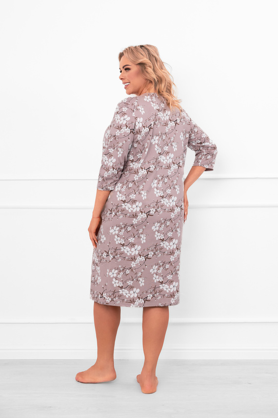 Cămașă de noapte pentru femei din bumbac Oshima cu mâneci 3/4 și model floral Italian Fashion