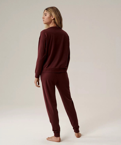 Pijamale de damă Atlantic NLP-499, vin - bumbac, mâneci lungi, confortabile și elegante